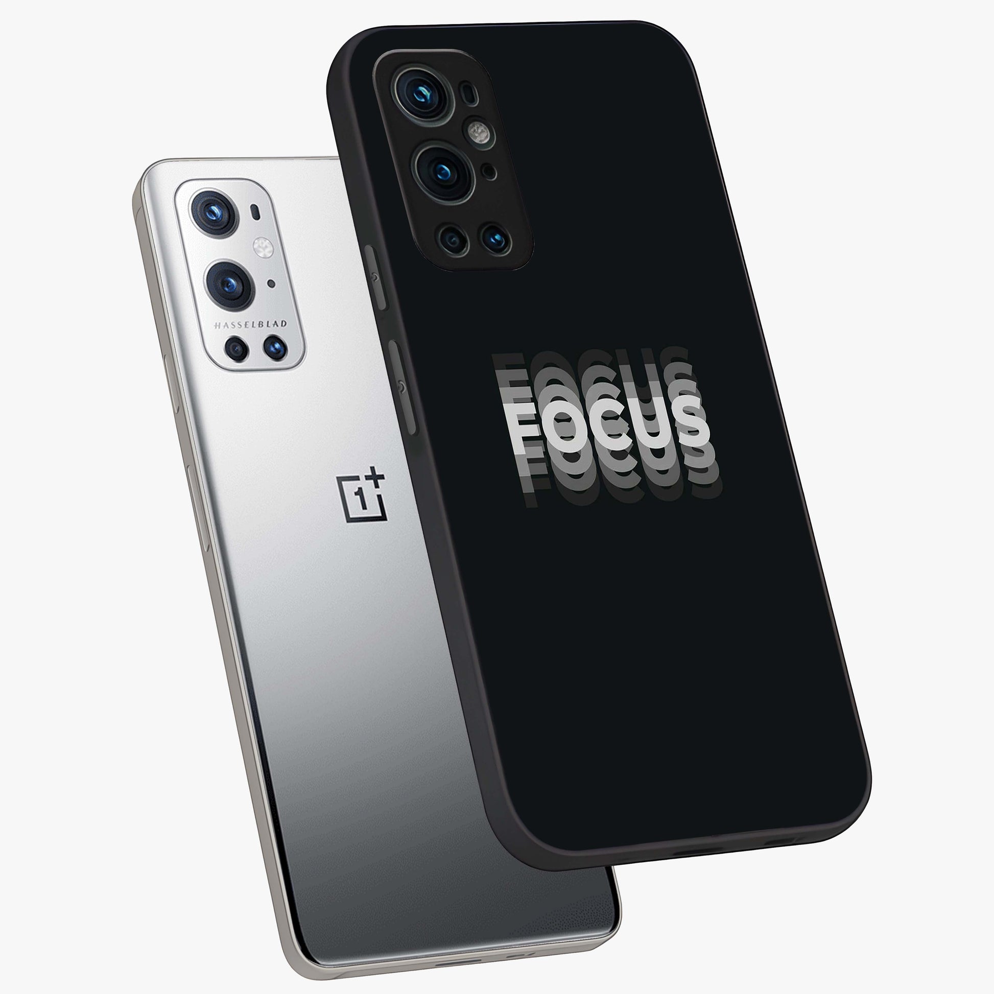 Focus Mode On Glass Case displayed in angled mockup highlighting clean minimal text artwork with modern aesthetic style.