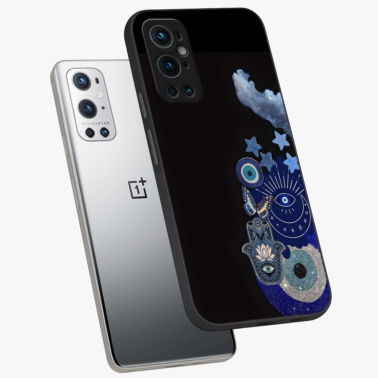 Galactic Charm Cluster Glass Case displayed in angled mockup highlighting luminous galaxy inspired design with dreamy aesthetic.