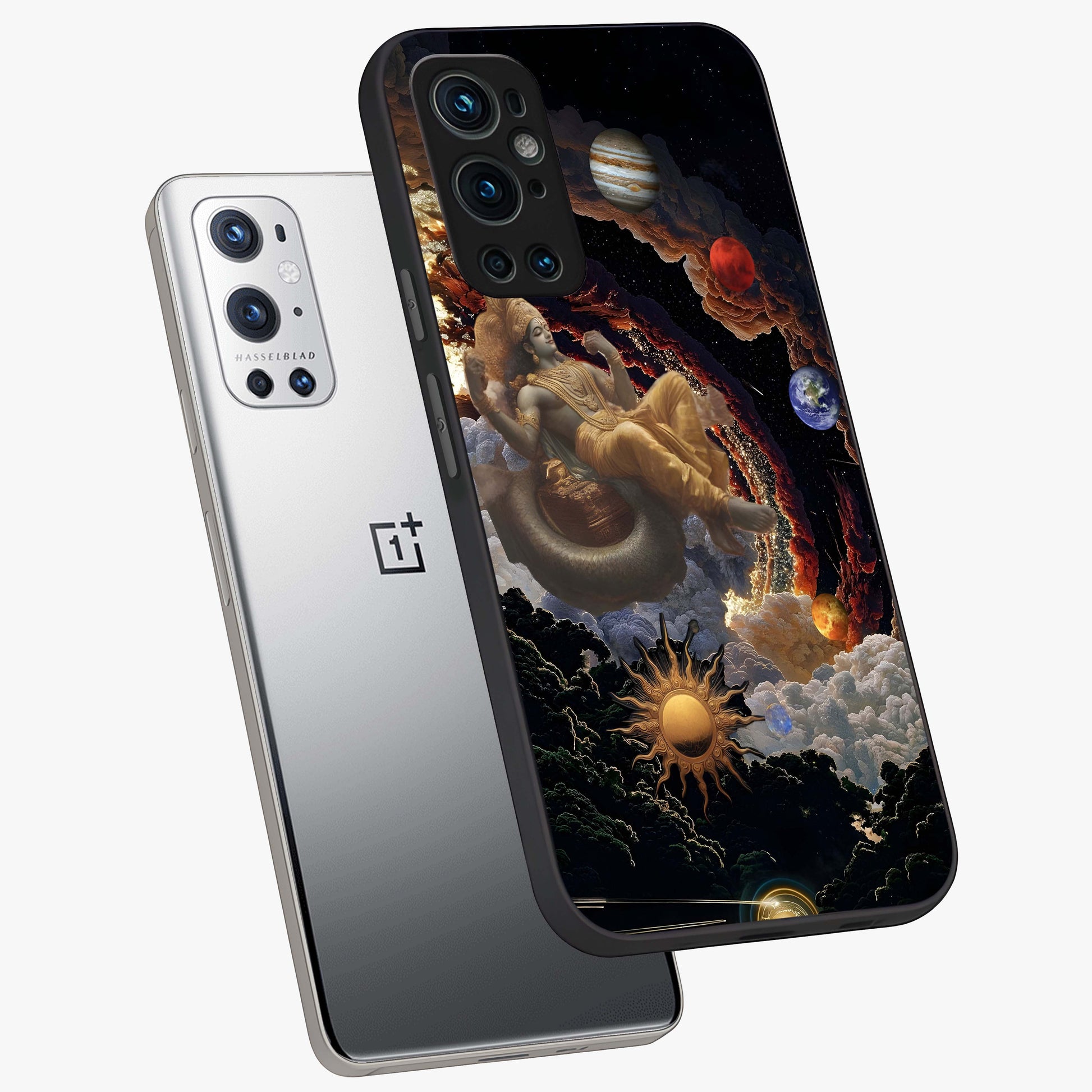 Galactic Divine God Glass Case displayed in angled mockup highlighting powerful celestial deity illustration with galactic aesthetic.