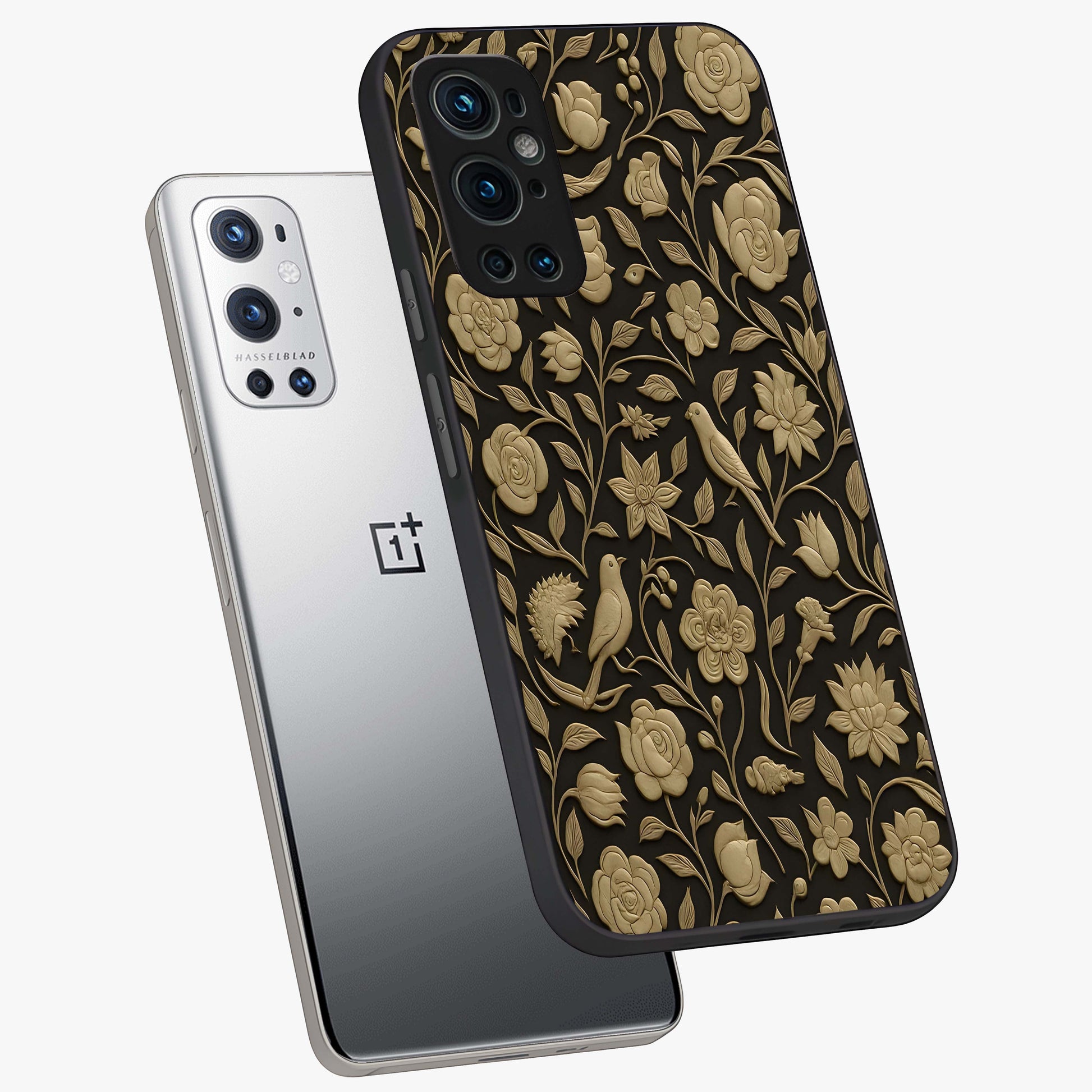 Golden Evil Eye Mandala Glass Case displayed in angled mockup highlighting protective evil eye symbol with golden mandala design.