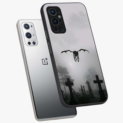 Graveyard Shadow Descent Glass Case displayed in angled mockup highlighting eerie shadow illustration with gothic aesthetic.