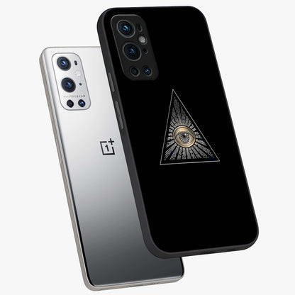 Illuminati Evil Glass Case displayed in angled mockup highlighting dark occult inspired design with bold aesthetic style.