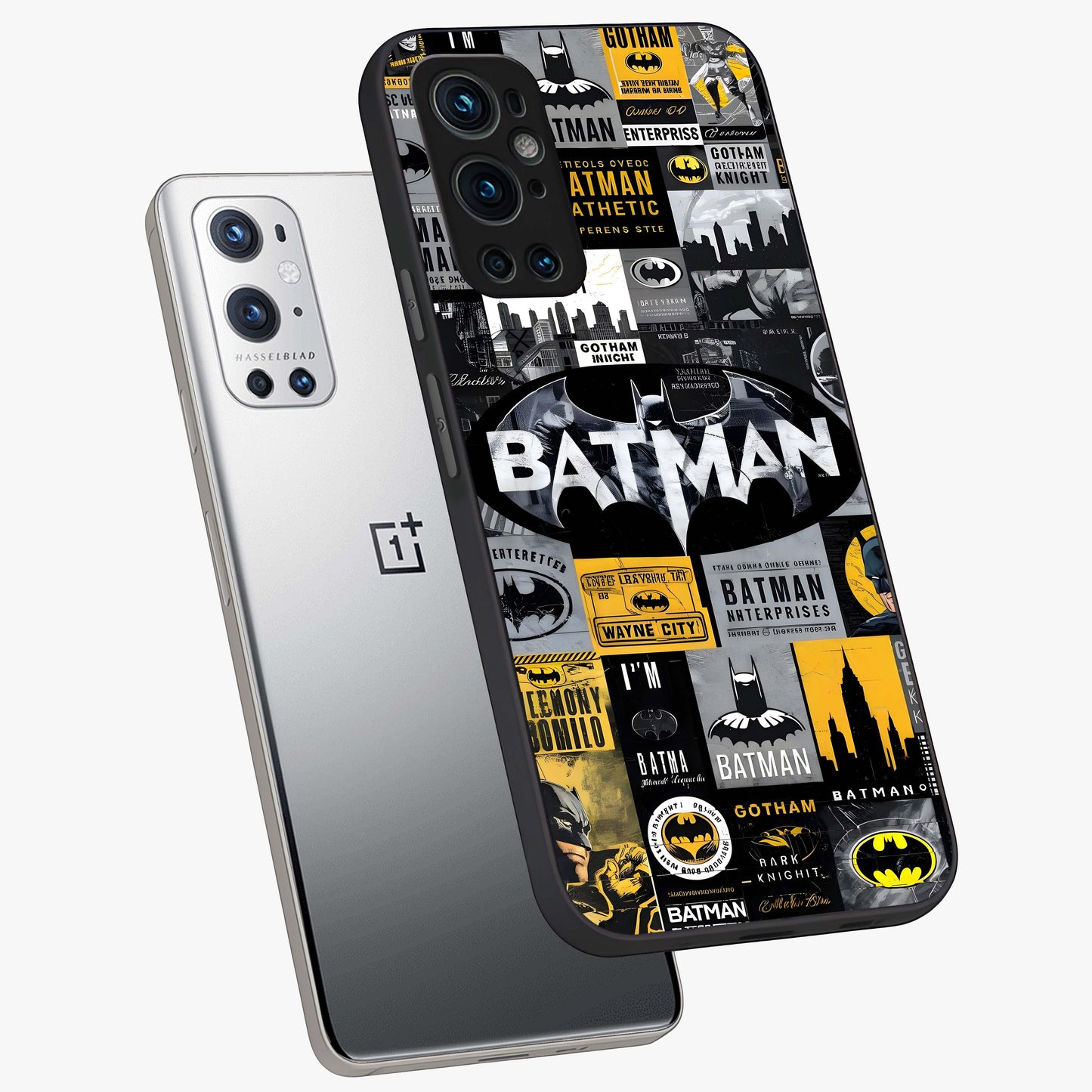 Knight Gotham Rise Glass Case displayed in angled mockup highlighting powerful knight silhouette design with dramatic aesthetic.
