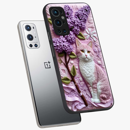 Lavender Cat Whimsy Glass Case displayed in angled mockup highlighting playful feline illustration with pastel lavender aesthetic.
