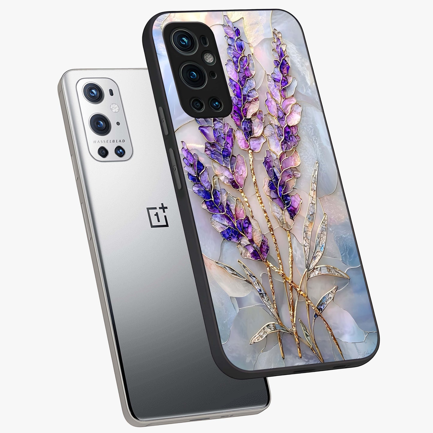 Lavender Dream Glow Glass Case displayed in angled mockup highlighting dreamy purple glow design with soft artistic style.