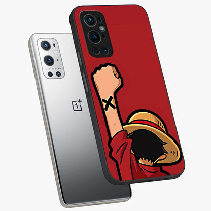 Luffy X Spirit Glass Case displayed in angled mockup highlighting powerful anime design with energetic action aesthetic.