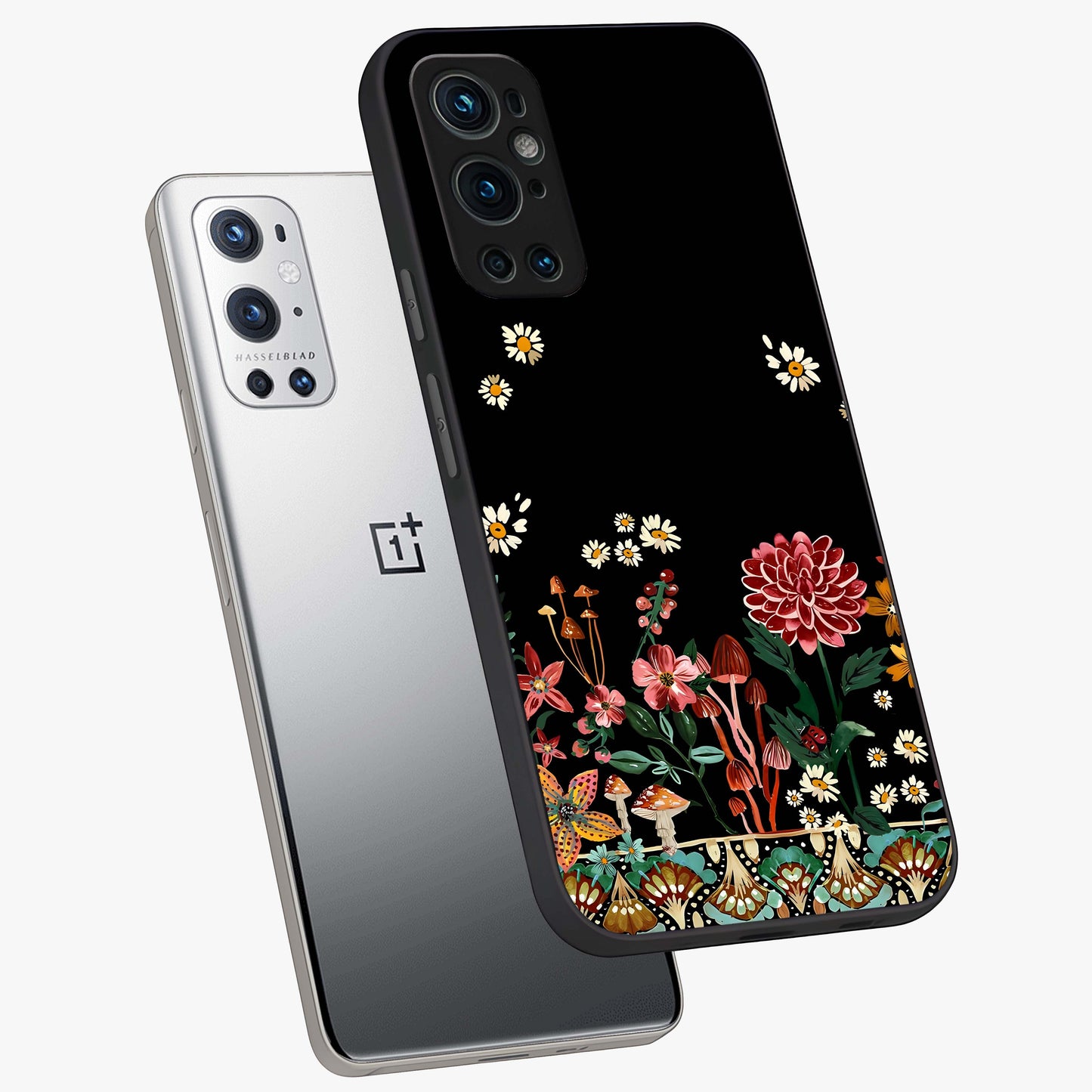 Midnight Bloom Pattern Glass Case displayed in angled mockup highlighting elegant flower design with midnight aesthetic style.