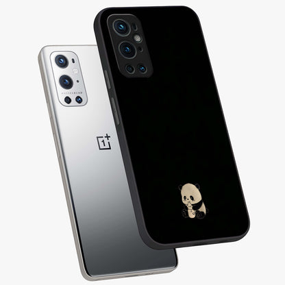 Midnight Panda Love Glass Case displayed in angled mockup highlighting adorable panda illustration with midnight aesthetic.