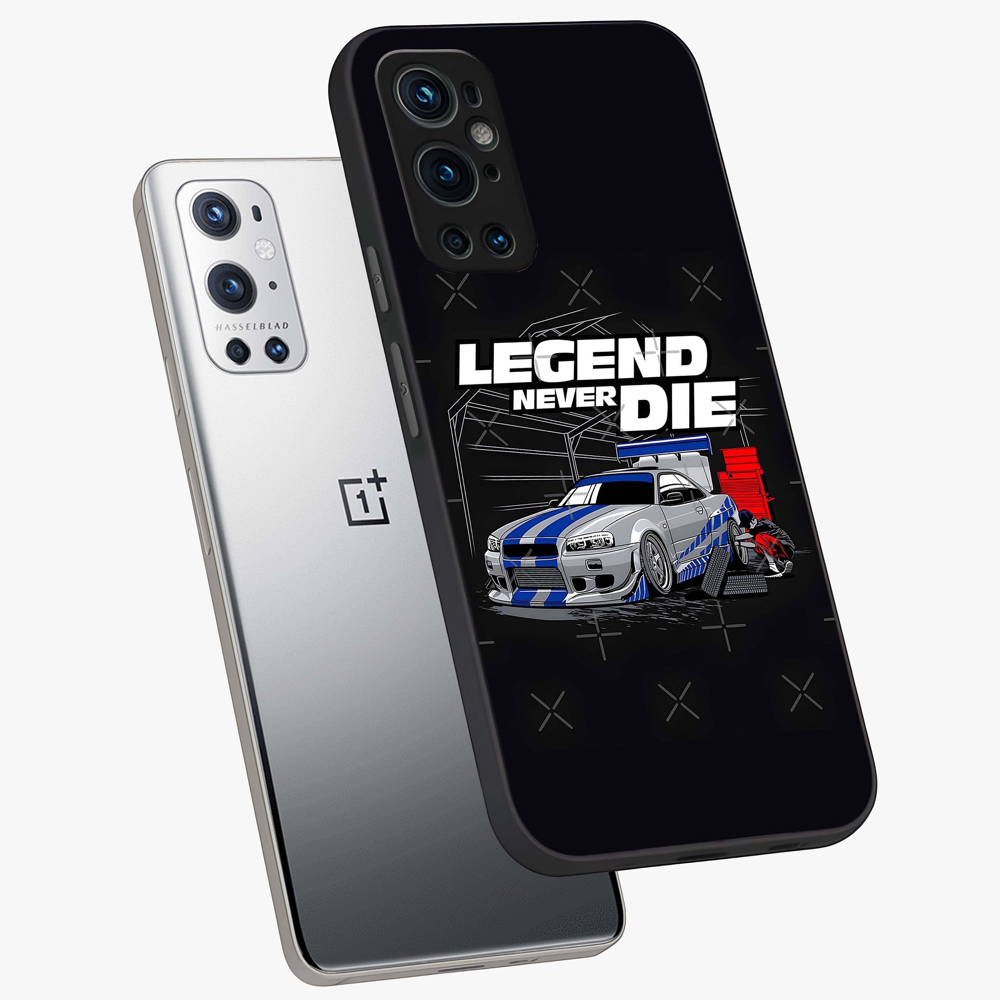 Midnight Racing Legacy Glass Case displayed in angled mockup highlighting dynamic automotive design with bold midnight aesthetic.