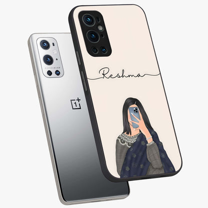 Mirror Mood Muse With Custom Name Glass Case displayed in angled mockup highlighting aesthetic mirror inspired design with custom name feature.