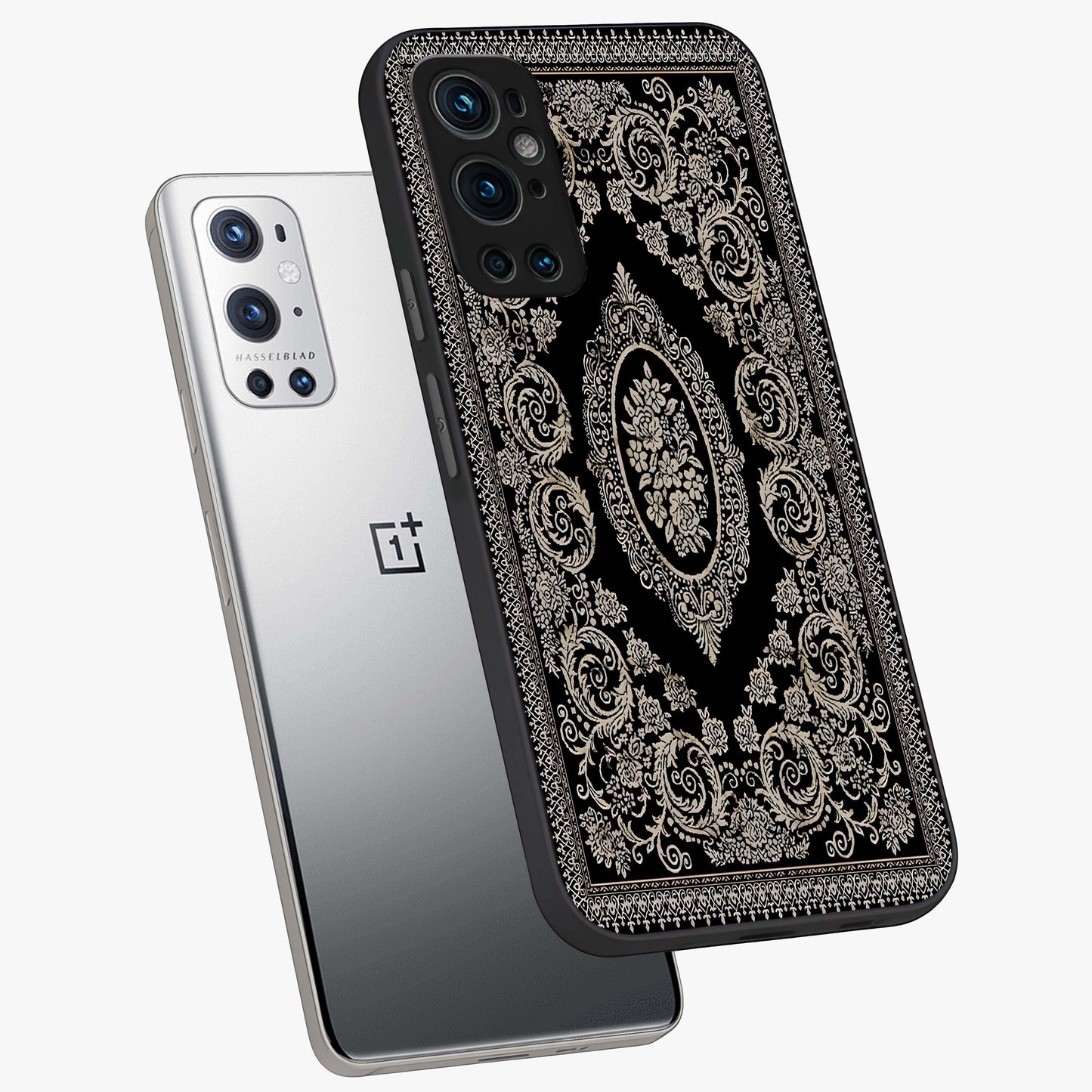Noir Bloom Elegance Glass Case displayed in angled mockup highlighting refined flower design with stylish noir aesthetic.