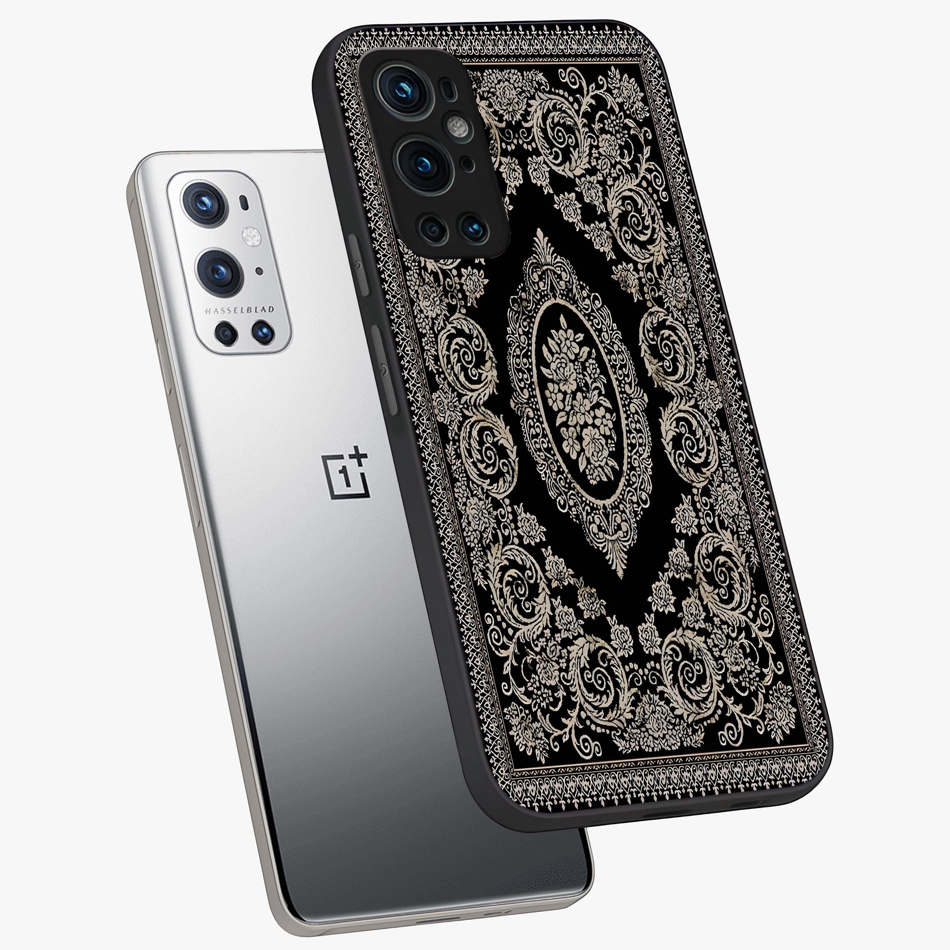 Noir Bloom Elegance Glass Case displayed in angled mockup highlighting refined flower design with stylish noir aesthetic.