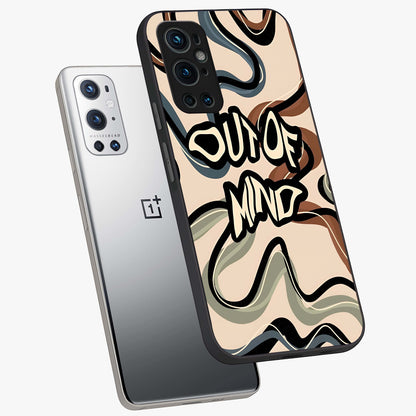Out Of Mind Glass Case displayed in angled mockup highlighting bold statement design with modern artistic aesthetic.