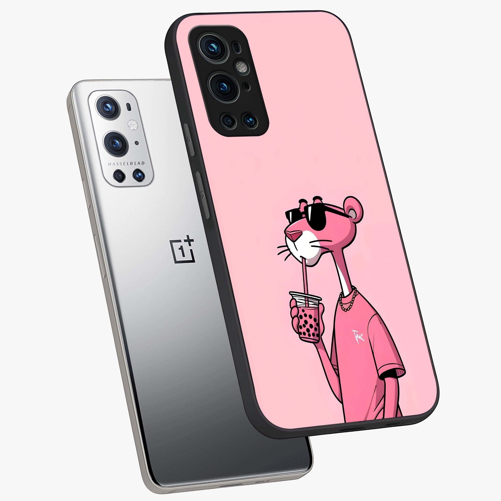 Pink Panther Glass Case displayed in angled mockup highlighting playful cartoon character design with vibrant pink aesthetic.