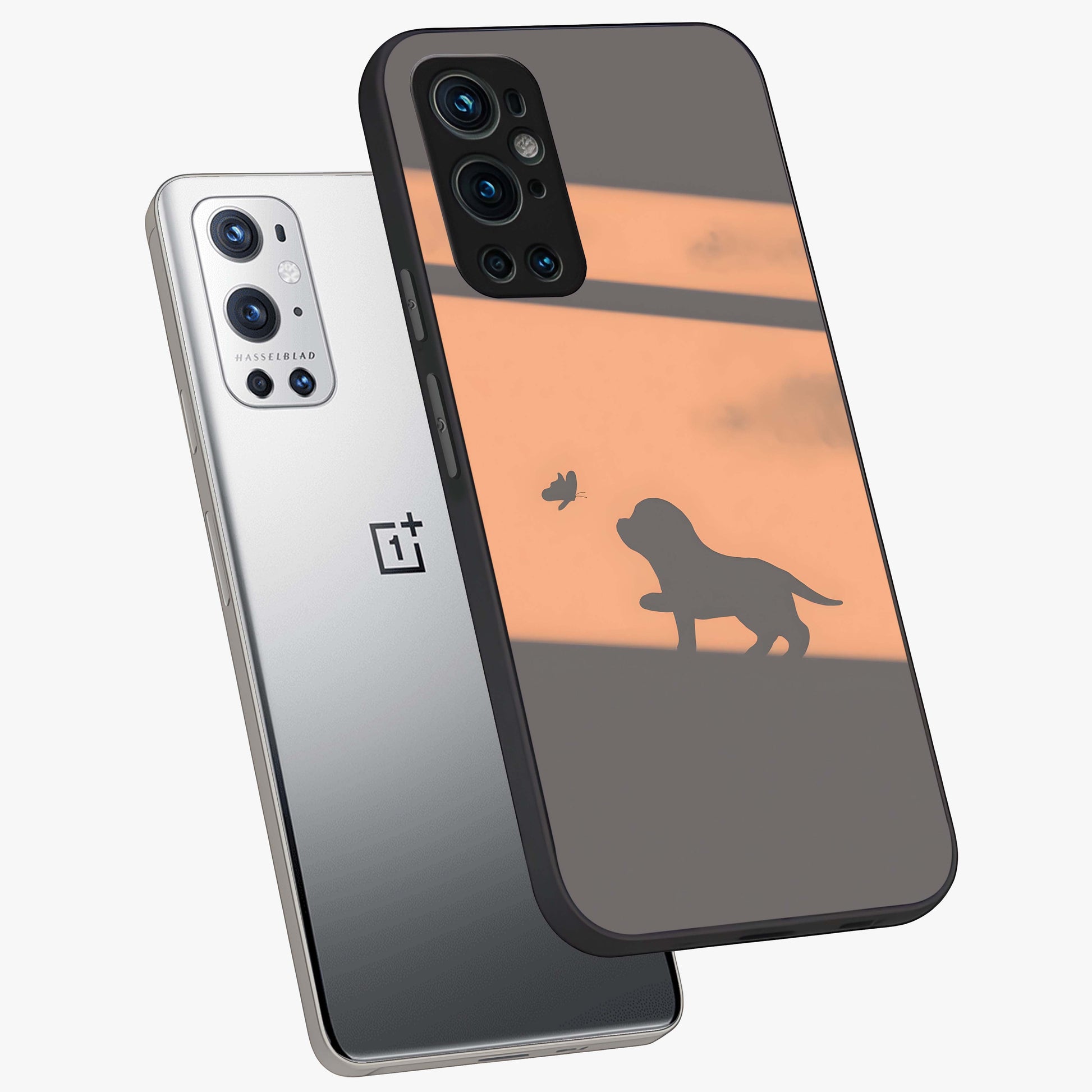 Puppy Shadow Art Glass Case displayed in angled mockup highlighting playful dog illustration with artistic shadow aesthetic.