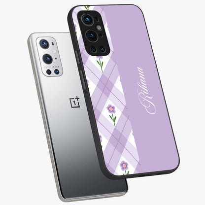 Purple Diamond Floral Glass Case displayed in angled mockup highlighting elegant purple flower design with decorative pattern.