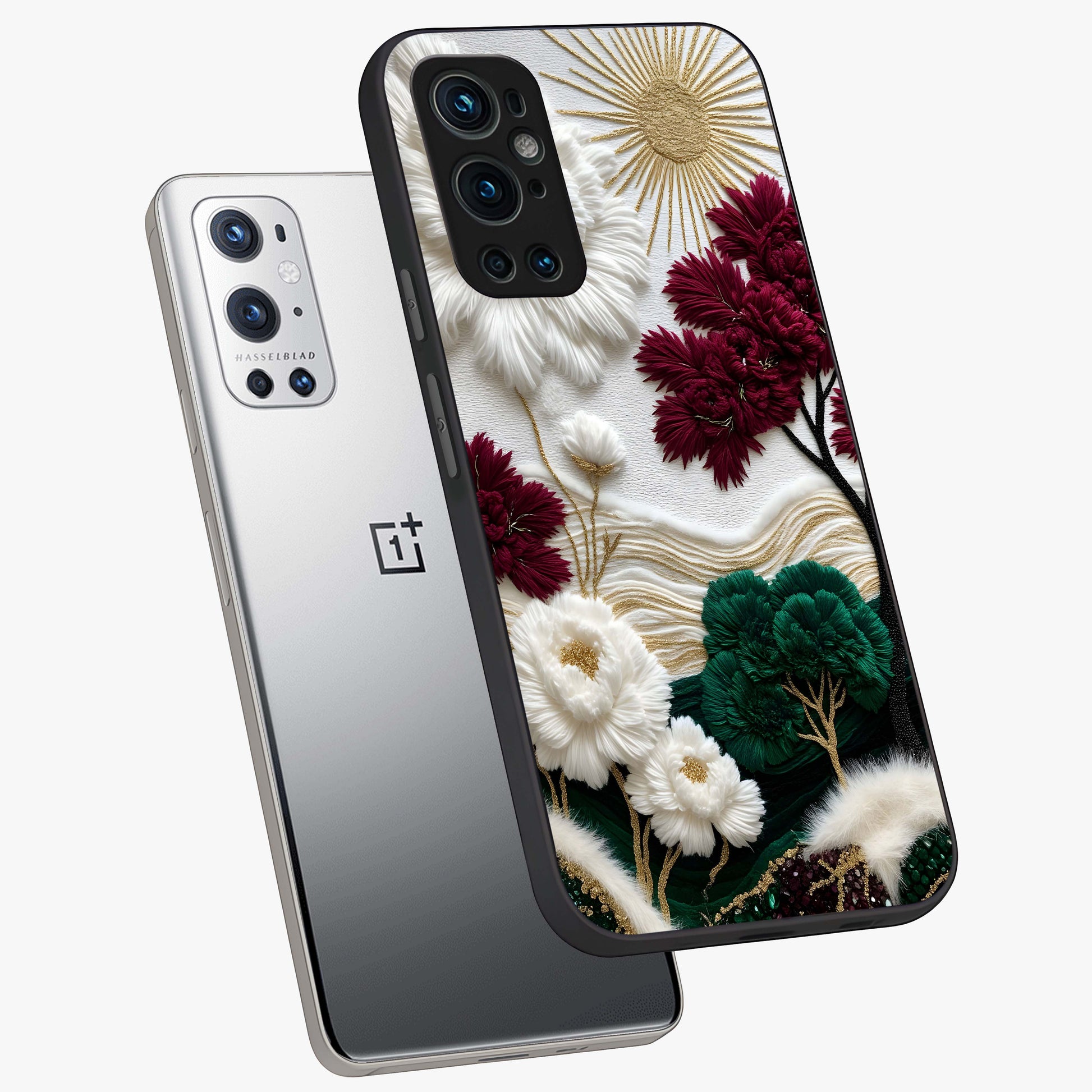 Radiant Bloom Elegance Glass Case displayed in angled mockup highlighting graceful floral design with radiant aesthetic style.