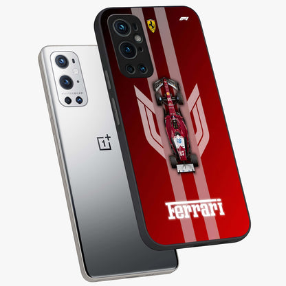 Red Ferrari F1 Vertical Glass Case displayed in angled mockup highlighting high speed racing design with bold automotive aesthetic.
