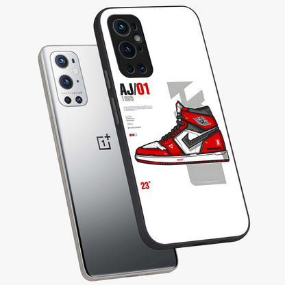 Retro Sneaker Blueprint Glass Case displayed in angled mockup highlighting detailed shoe design with sporty retro aesthetic.