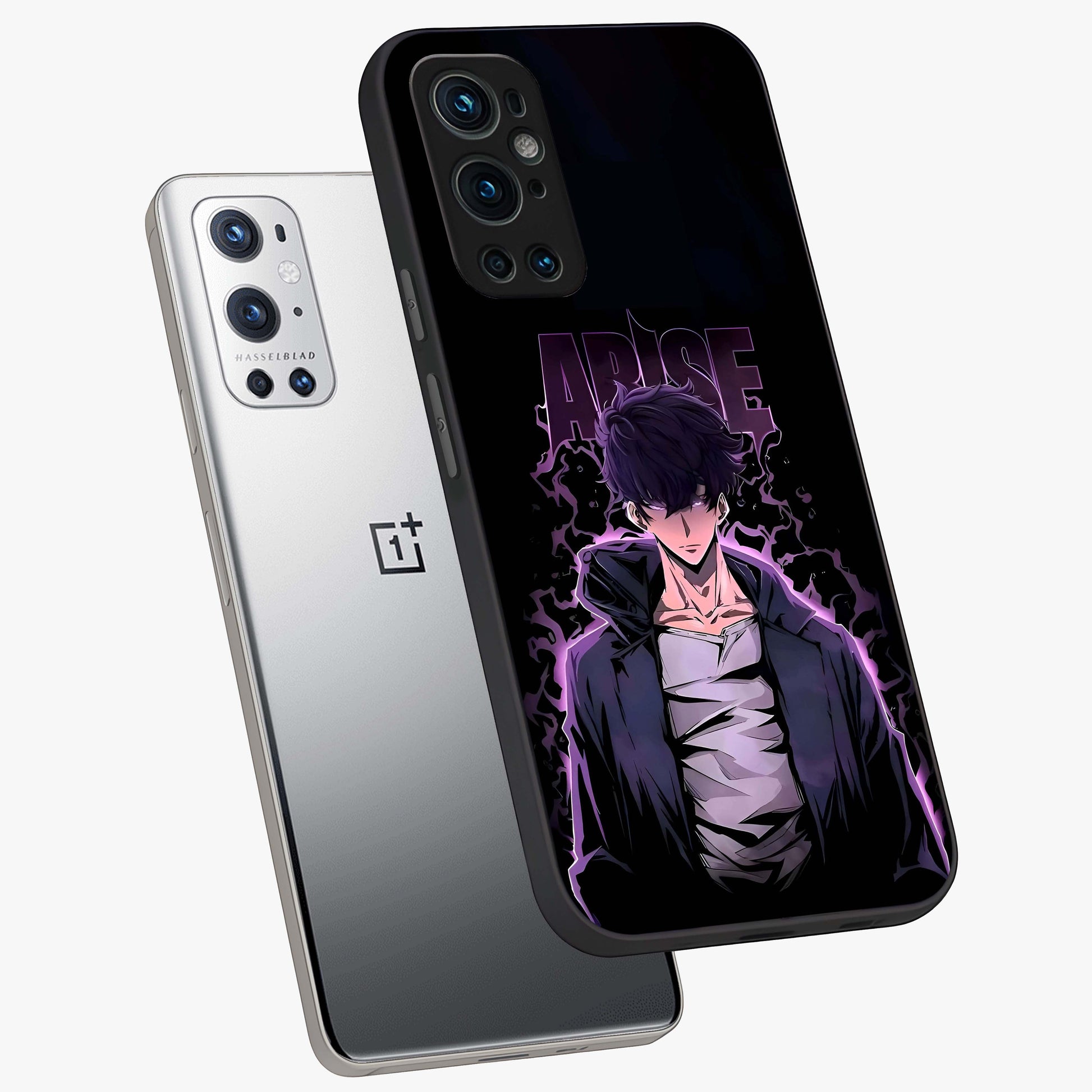 Shadow Monarch Awakening Glass Case displayed in angled mockup highlighting dramatic shadow warrior design with fantasy aesthetic.
