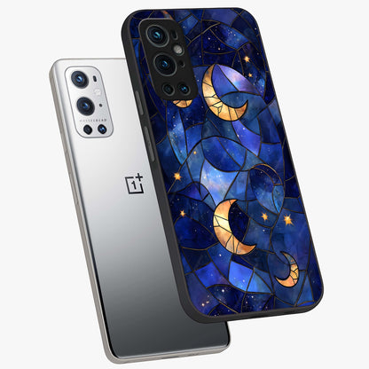 Starlit Sky Tapestry Glass Case displayed in angled mockup highlighting celestial night pattern with artistic aesthetic style.
