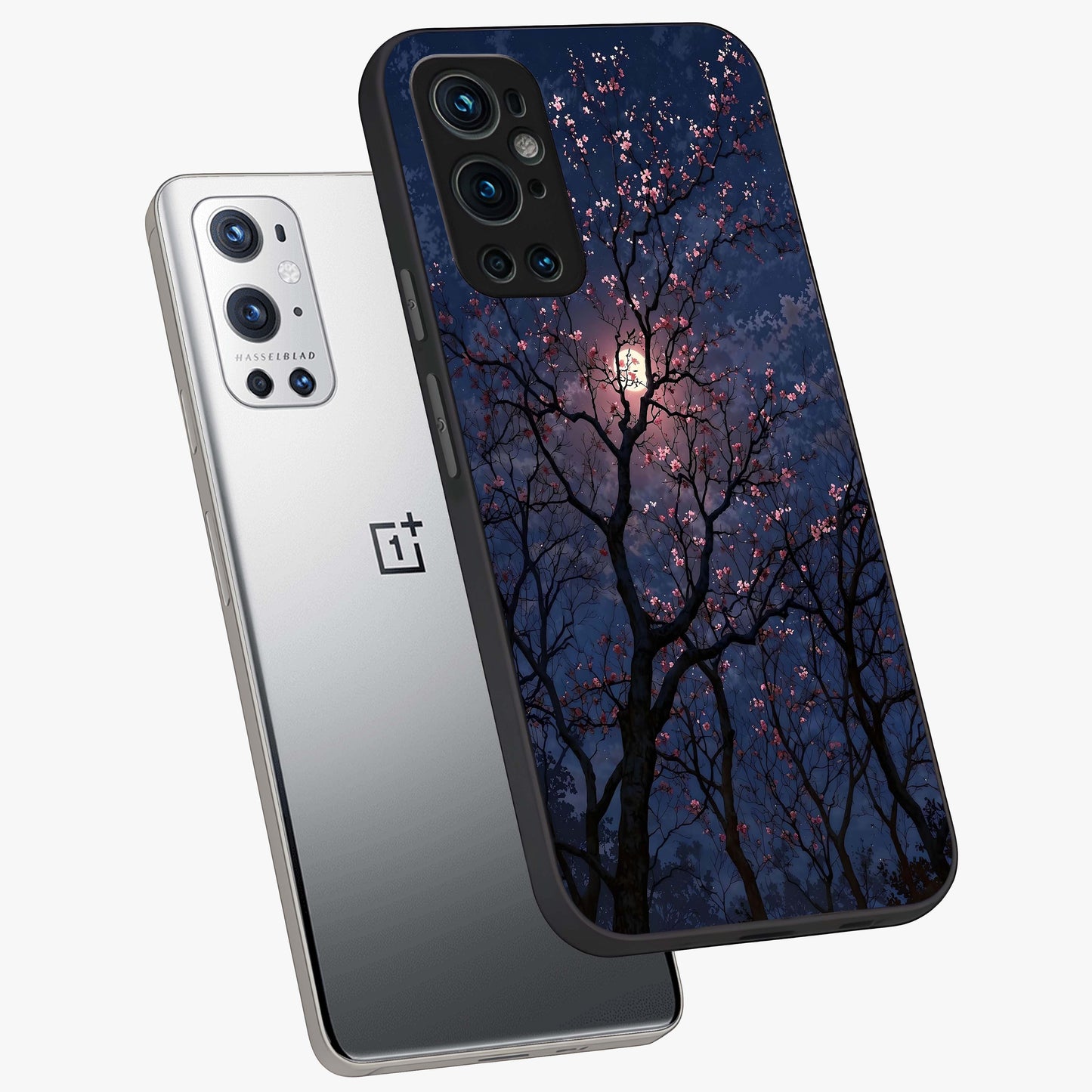 Twilight Sakura Serenade Glass Case displayed in angled mockup highlighting delicate sakura flower design with dreamy aesthetic.