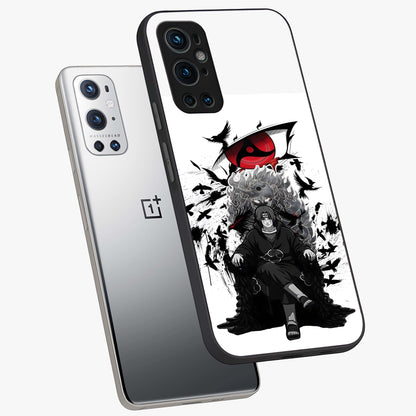 Uchiha Shadow Throne Glass Case displayed in angled mockup highlighting glowing aquatic design with celestial aesthetic.