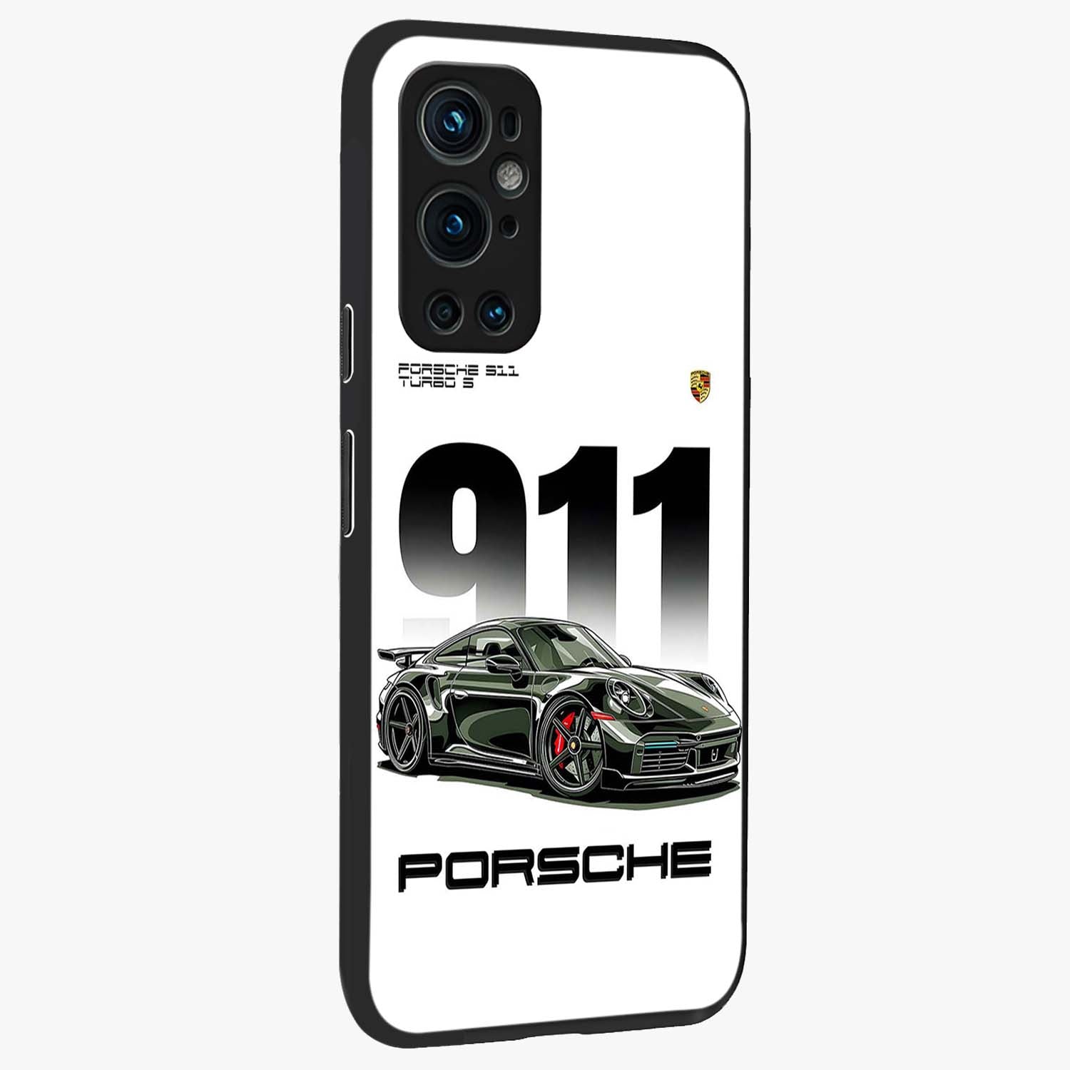 911 Turbo Dominance Glass Case upright perspective showcasing powerful racing design and modern automotive aesthetic.