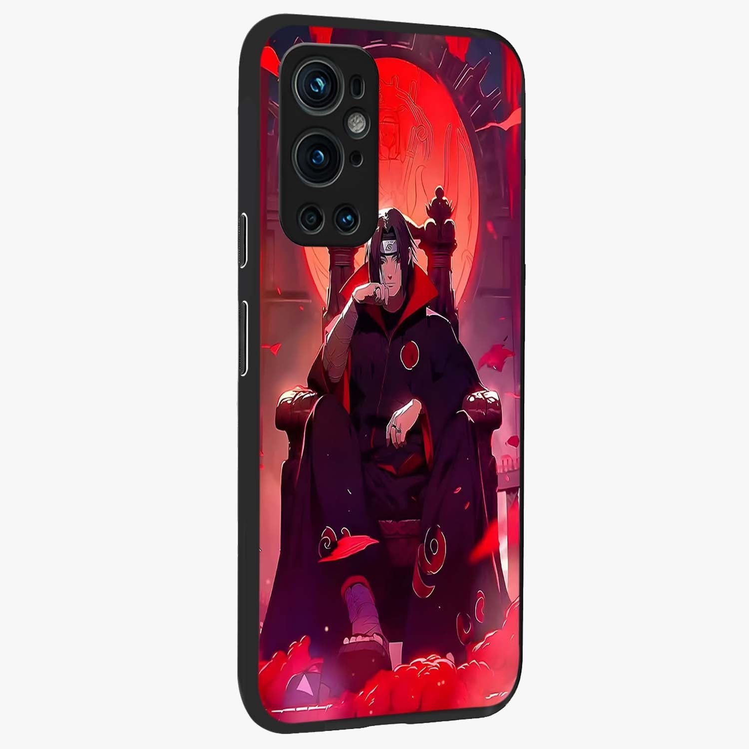 Blood Moon Sovereign Glass Case upright view showcasing powerful moon inspired artwork with cosmic aesthetic style.