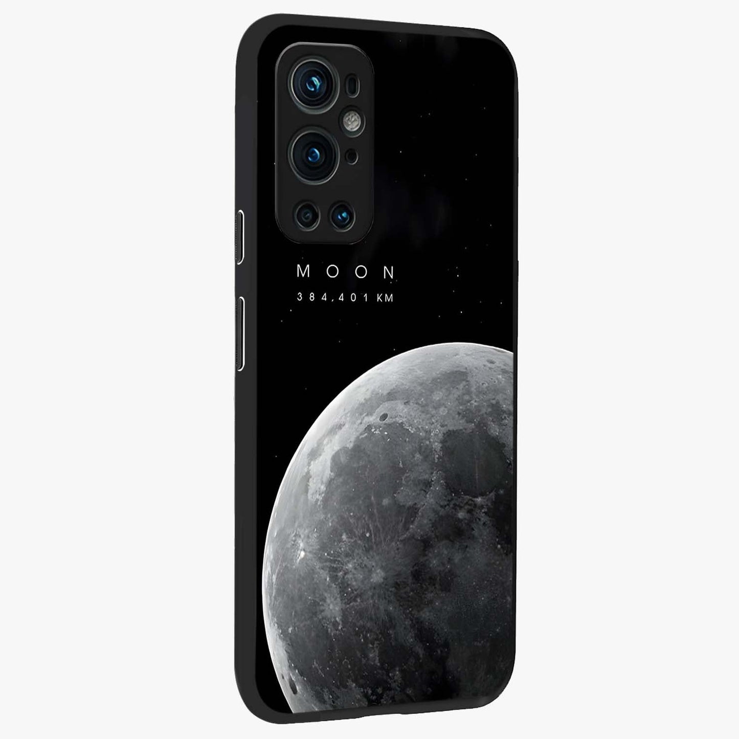 Cosmic Moon Glow Glass Case upright view showcasing luminous moon illustration with dreamy cosmic style.