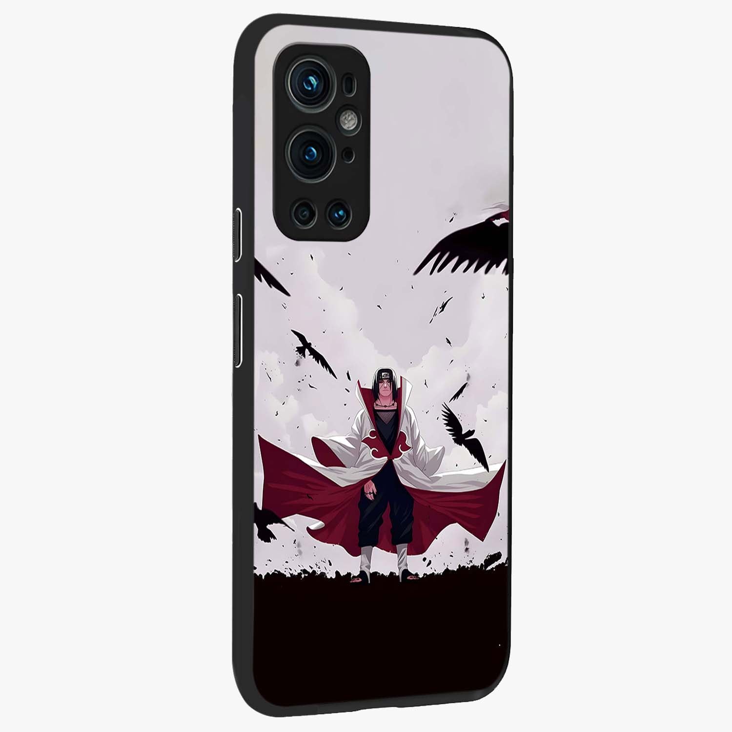 Crimson Crow Ascension Glass Case upright view showcasing dramatic crow artwork with bold gothic theme.