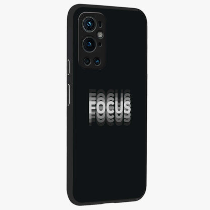 Focus Mode On Glass Case upright view showcasing strong typography statement with sleek motivational theme.