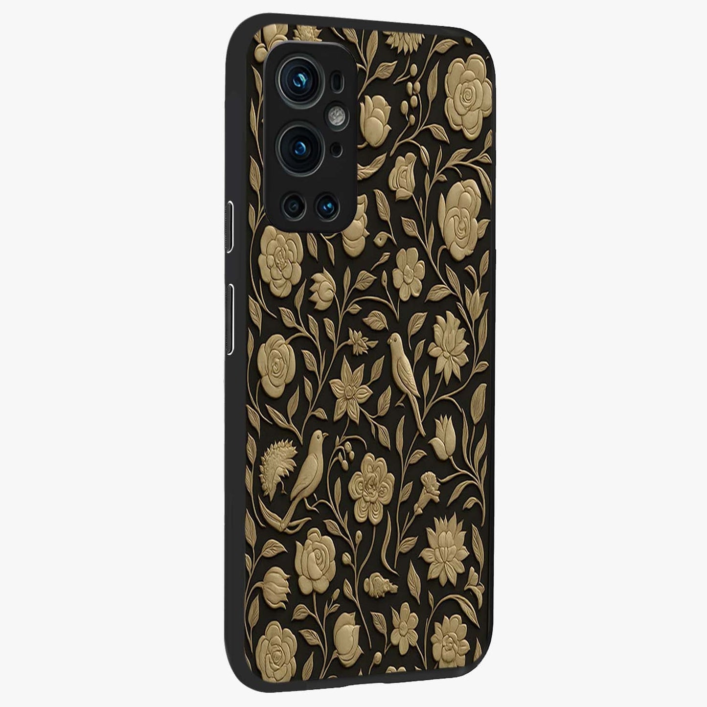 Golden Evil Eye Mandala Glass Case upright view showcasing decorative evil eye mandala artwork with spiritual aesthetic style.