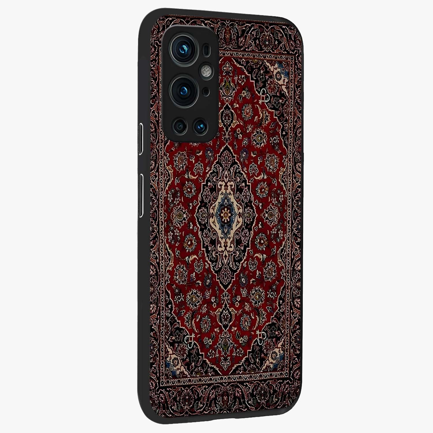 Heritage Carpet Royale Glass Case upright view showcasing detailed ornamental artwork with luxurious traditional theme.