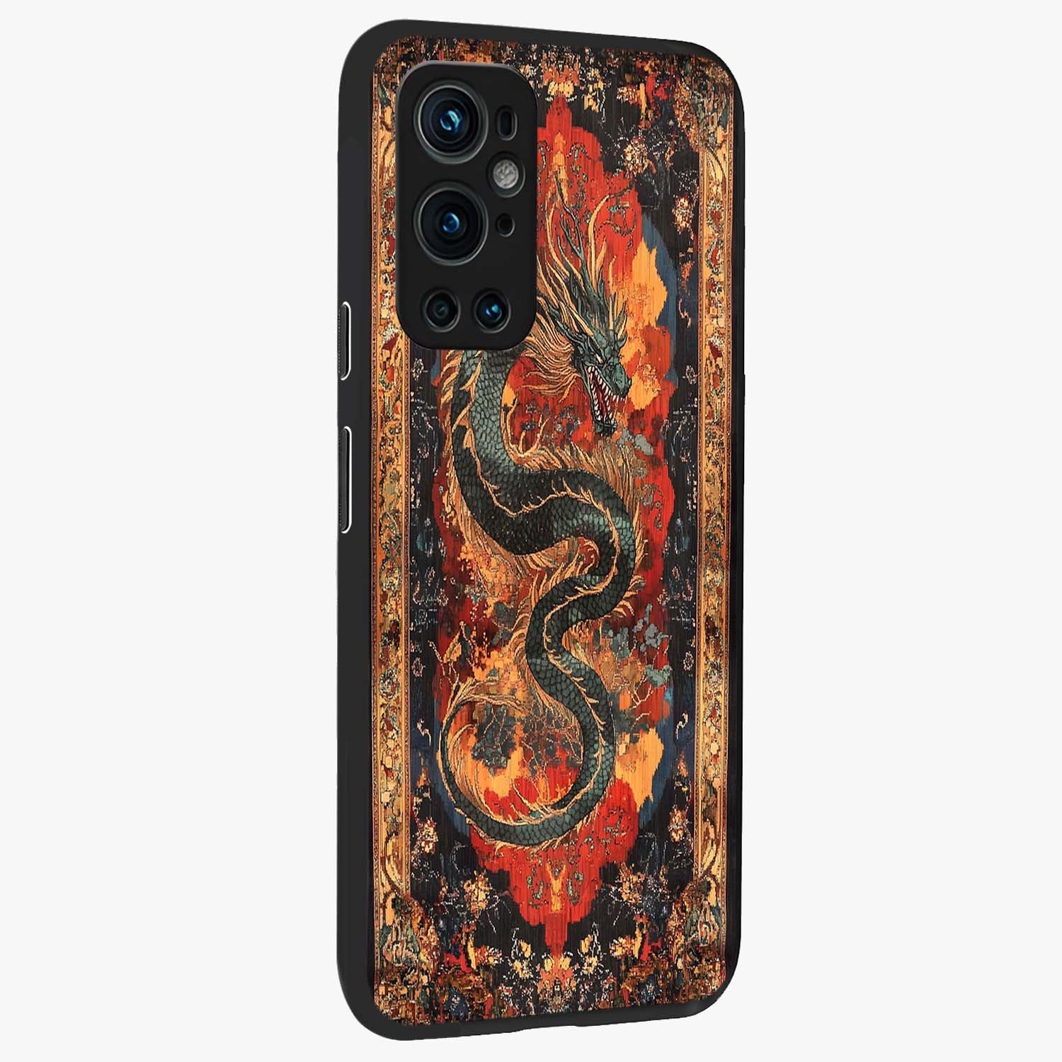 Inferno Dragon Soul Glass Case upright view showcasing intense dragon artwork with fantasy fire theme.