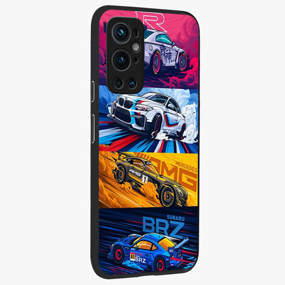 JDM Sports Car Glass Case upright view showcasing dynamic sports car artwork with bold racing theme.