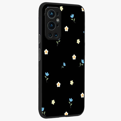 Minimal Petal Whispers Glass Case upright view showcasing elegant floral artwork with modern minimalist style.
