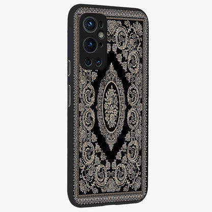 Noir Bloom Elegance Glass Case upright view showcasing graceful floral artwork with luxurious dark theme.