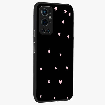 Pink Love Drops Glass Case upright view showcasing charming heart drop artwork with romantic playful theme.