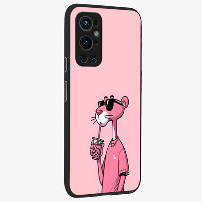 Pink Panther Glass Case upright view showcasing fun animated artwork with stylish retro cartoon theme.