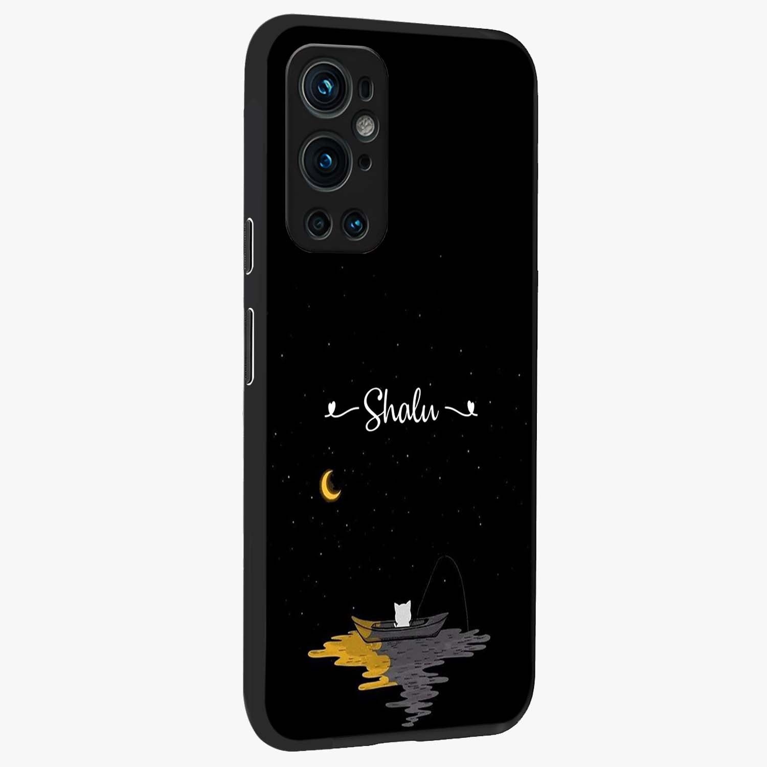 Silent Night Row Glass Case upright view showcasing tranquil night artwork with serene landscape theme.