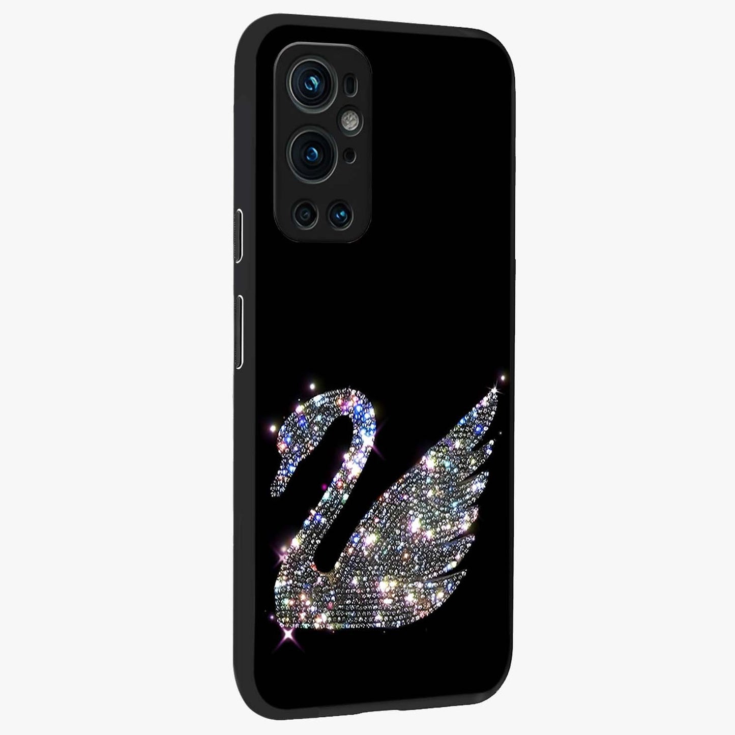 Starlit Swan Grace Glass Case upright view showcasing beautiful swan artwork with peaceful night themed design.