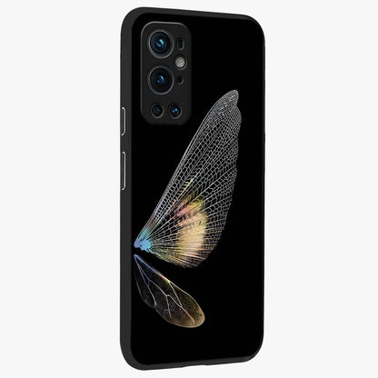 Whispers Of Wings Glass Case upright view showcasing elegant wing artwork with light airy theme.