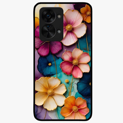 Artlyn Grace Flower Pattern Glass Case for 1+Nord 2T elegant front view featuring soft floral pattern artwork