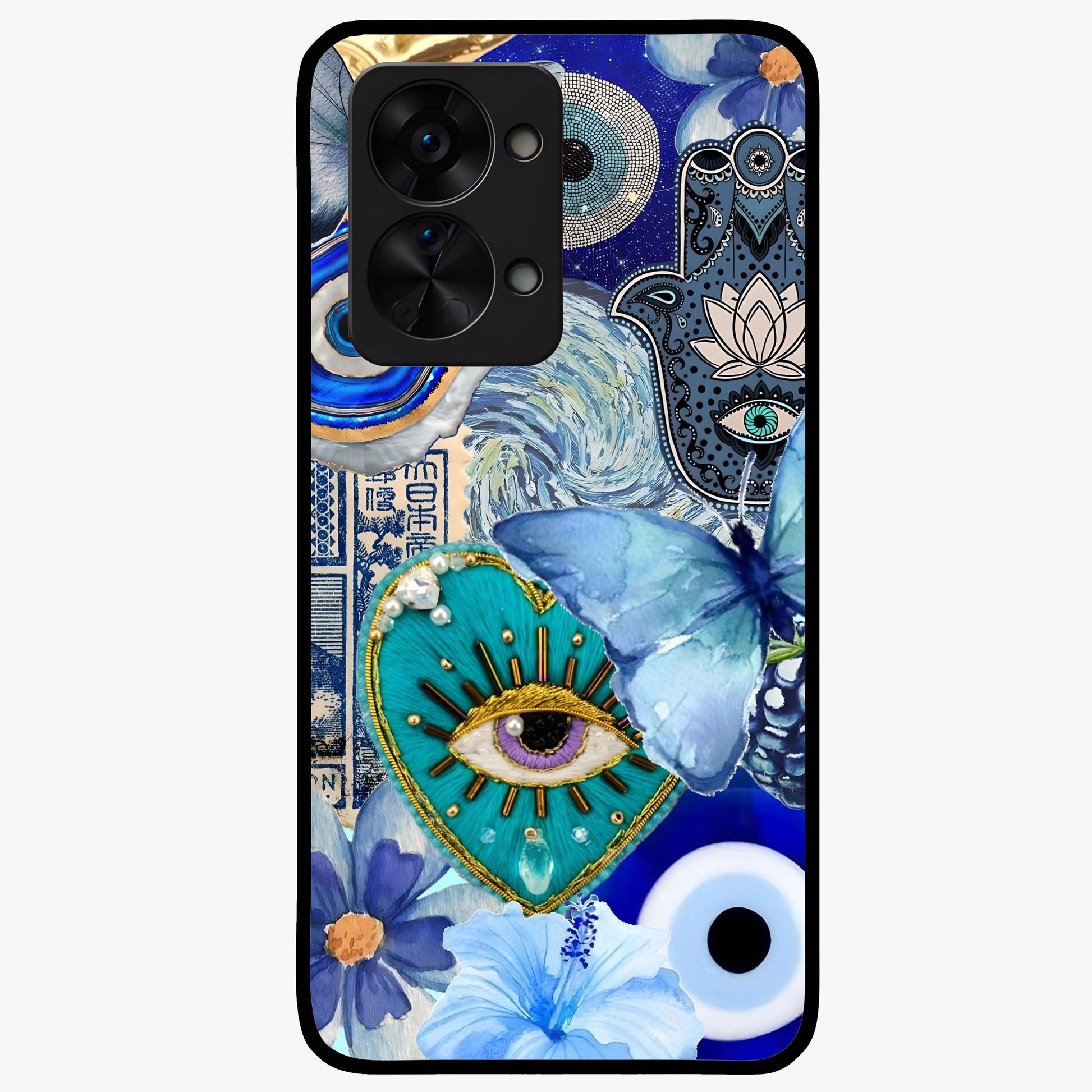 Audrey Zivan Glass Case for 1+Nord 2T stylish front view featuring bold artistic aesthetic design