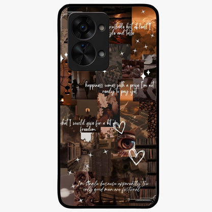 Bittersweet Aesthetic Chaos Glass Case for 1+Nord 2T bold front view featuring expressive abstract aesthetic artwork