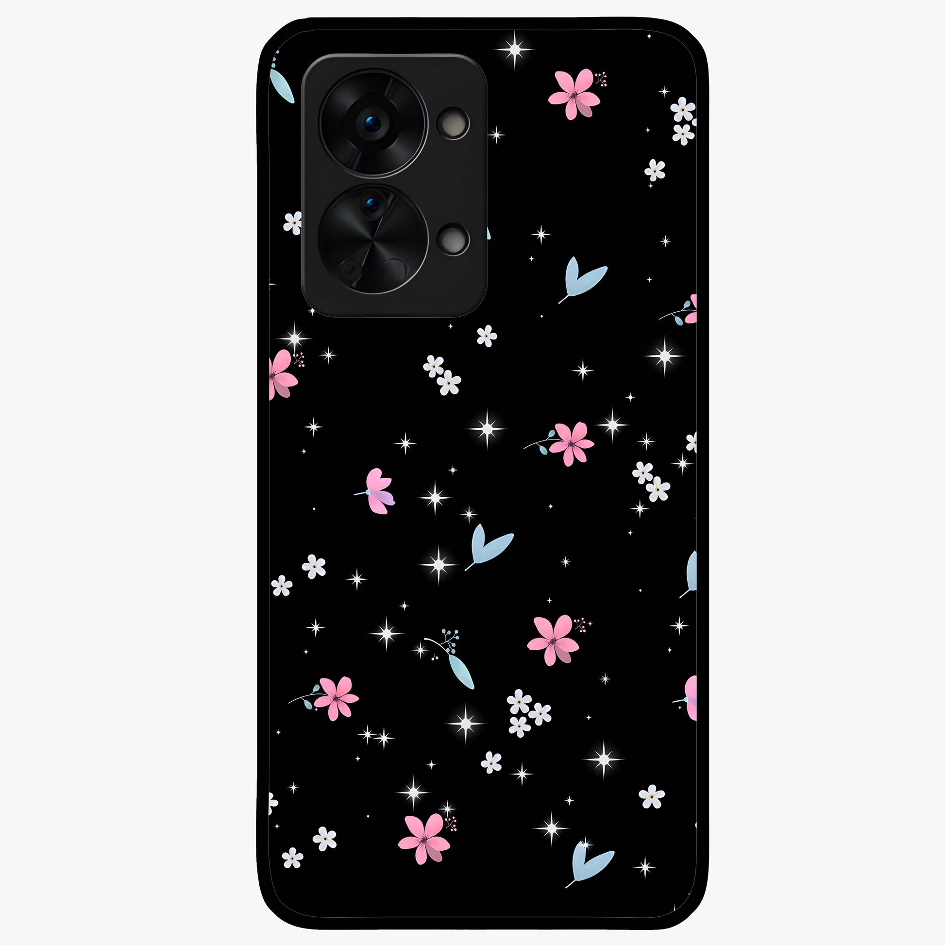 Black Aesthetic Wallpapers Glass Case for 1+Nord 2T bold front view featuring dark minimalist aesthetic artwork