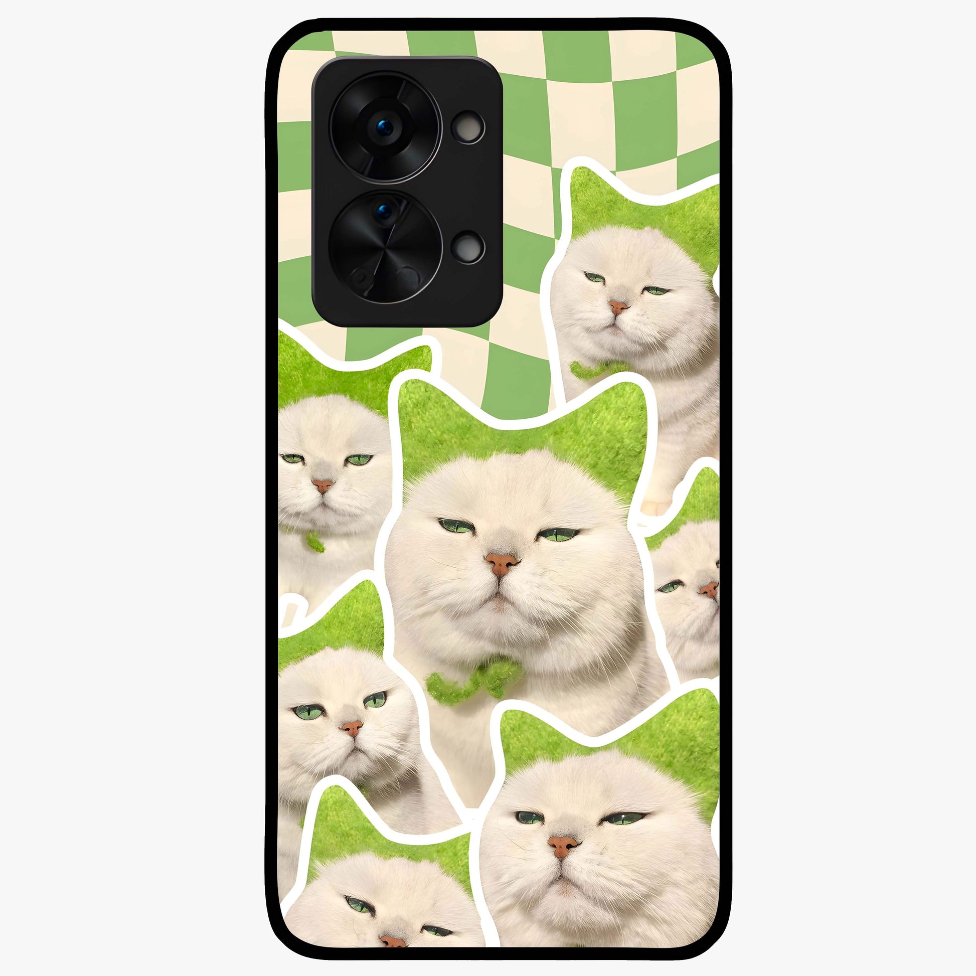 Cats Ethereal Bloom Glass Case for 1+Nord 2T artistic front view featuring cat illustration with soft floral bloom accents
