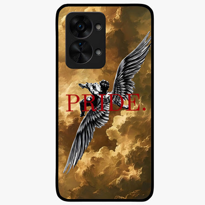 Celestial Fallen Pride Glass Case for 1+Nord 2T bold front view featuring dramatic cosmic artwork with dark celestial tones
