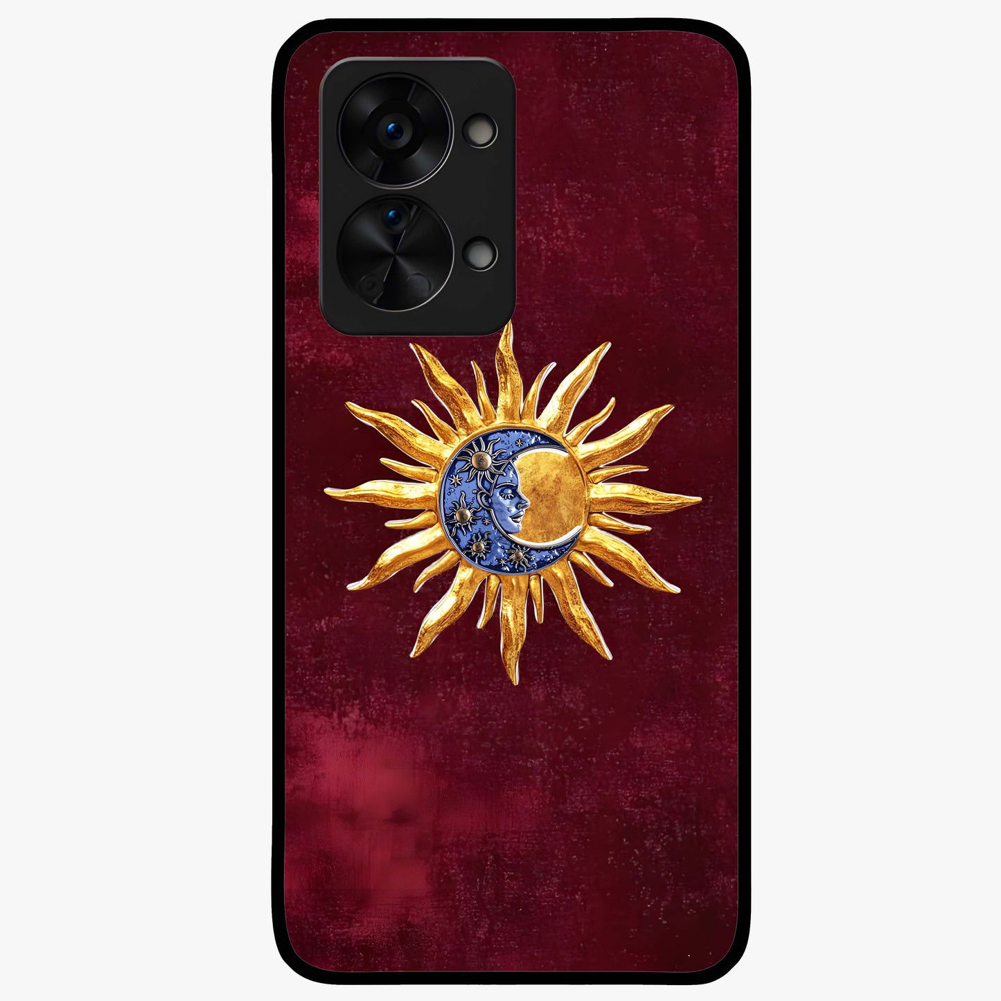 Celestial Unity Charm Glass Case for 1+Nord 2T symbolic front view featuring harmonious celestial artwork
